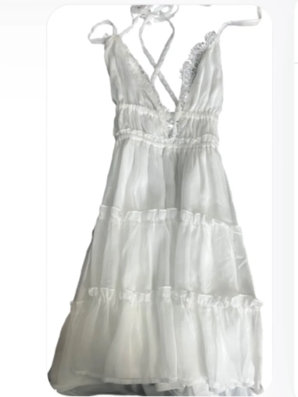 Forever 21 White Lace-Trim Ruffled Mini Dress - NWT - Size M